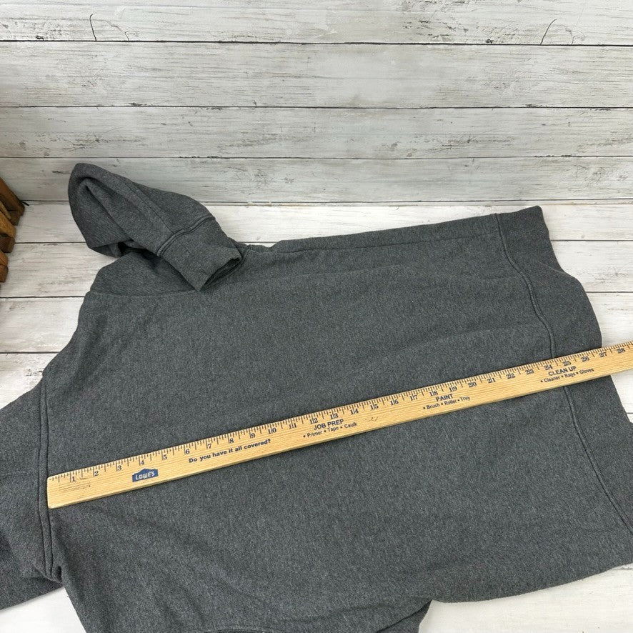 North Face Dark Gray Hoodie Sweatshirt Pullover Sleeve logo Mens Medium Outdoor