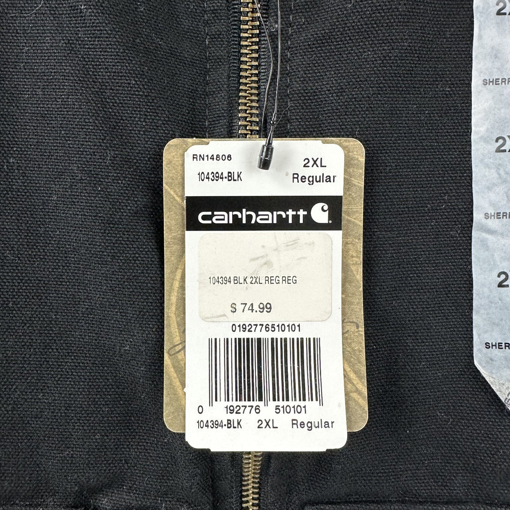 Carhartt Men's Sherpa Lined Black Canvas Vest 2XL Relaxed Fit NWT