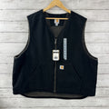 Carhartt Men's Sherpa Lined Black Canvas Vest 2XL Relaxed Fit NWT