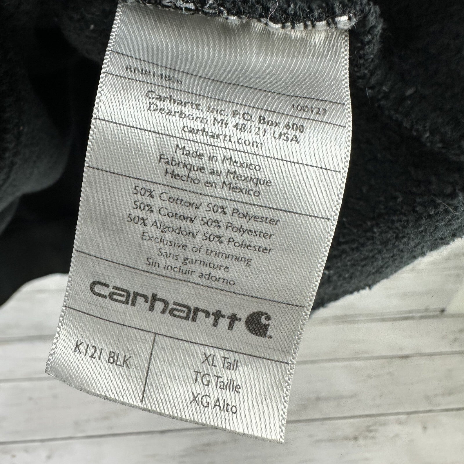 Carhartt Hoodie Sweatshirt Mens XL Tall Black K121 BLK faded