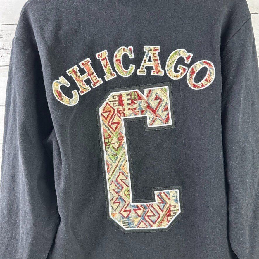 FISLL NBA Men's Large Chicago bulls Moroccan Aztec Detail Hoodie Black &nbsp;