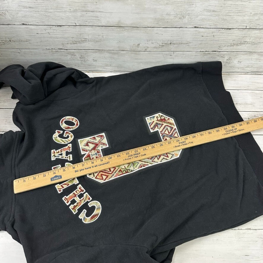 FISLL NBA Men's Large Chicago bulls Moroccan Aztec Detail Hoodie Black &nbsp;