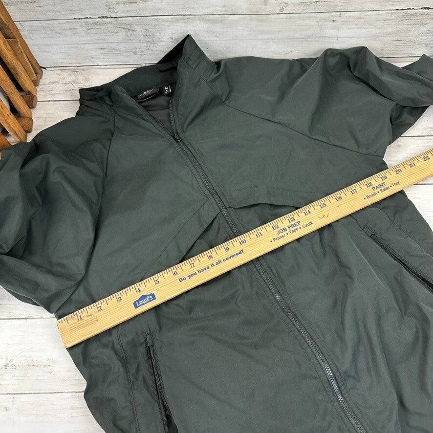 Bearded Goat Mens Small Jacket Dark Gray Pockets Zip Hooded Windbreaker Packable &nbsp;