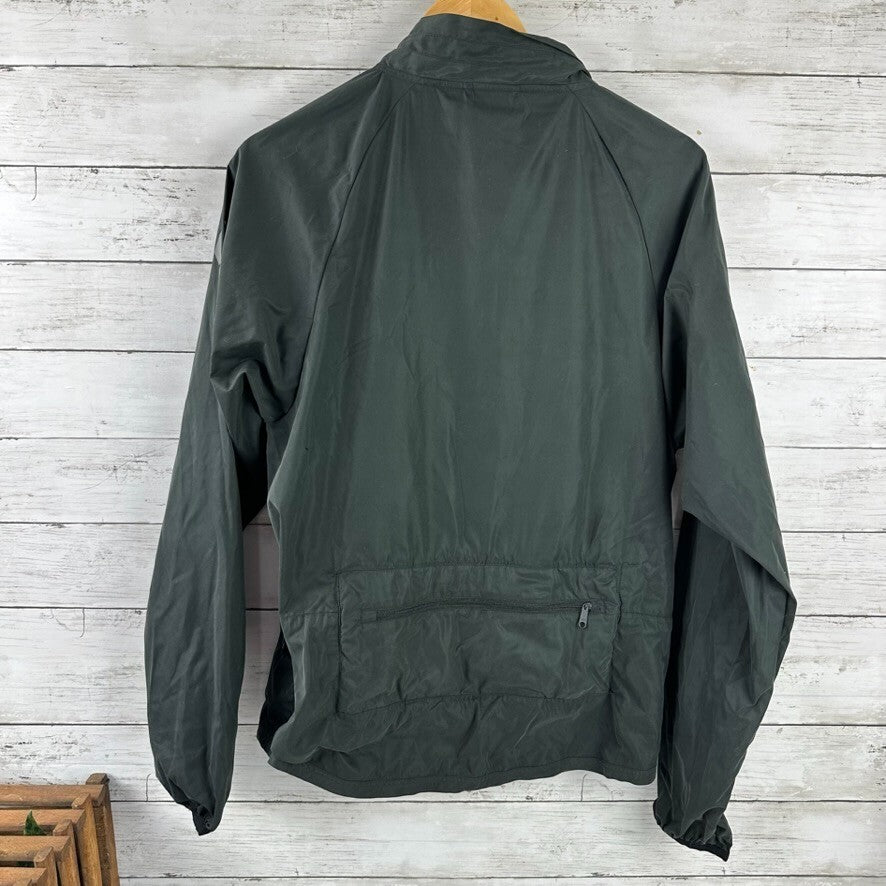 Bearded Goat Mens Small Jacket Dark Gray Pockets Zip Hooded Windbreaker Packable &nbsp;