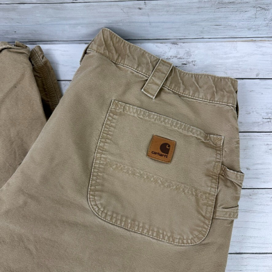 Carhartt Mens Carpenter Pants B151 DKH 40x34 brown Work Grunge utility (39x32)
