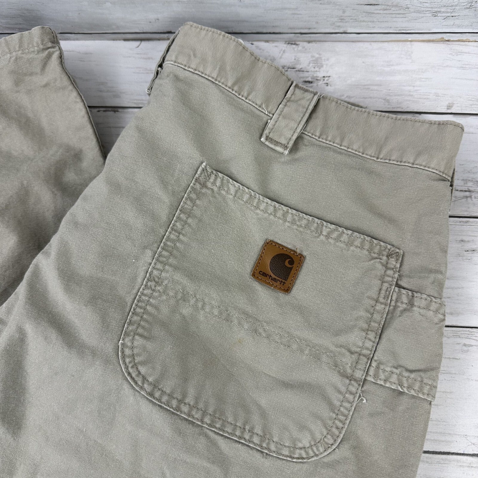 Carhartt Mens Carpenter Pants Dungaree Fit B151 Tan 40x32 Work Grunge (39x30)