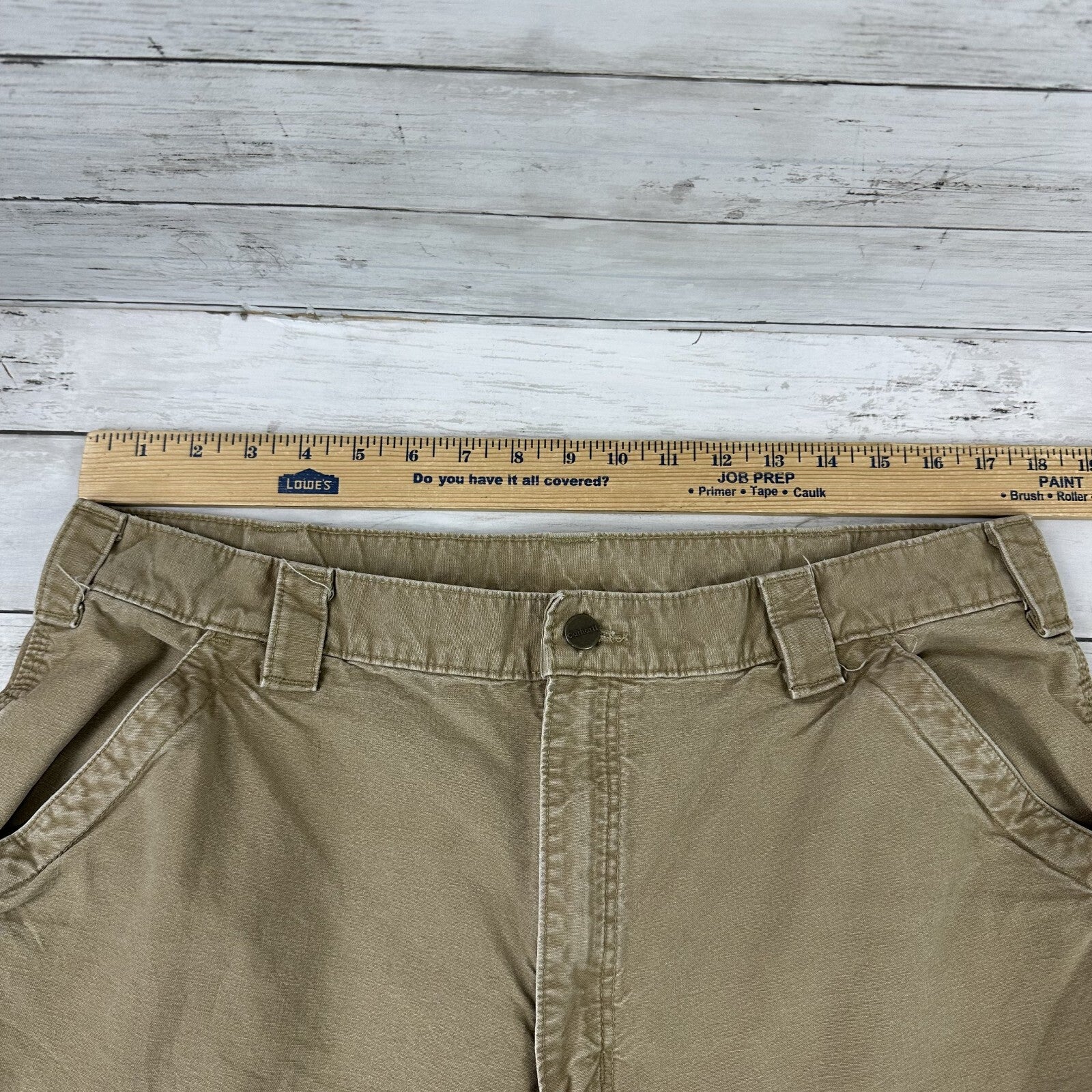 Carhartt Mens Carpenter Pants B151 DKH 38x32 brown Work Grunge utility Distress