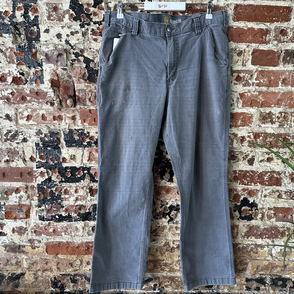 Carhartt Gray Relaxed Fit Pants Mens 36x30 rugged canvas work utility (36x28.25)