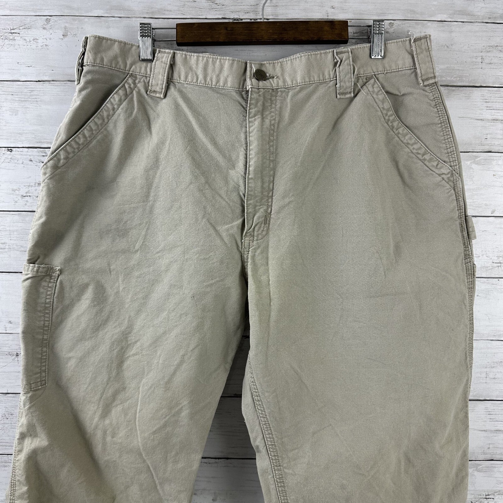 Carhartt Mens Carpenter Pants Dungaree Fit B151 Tan 40x32 Work Grunge (39x30)