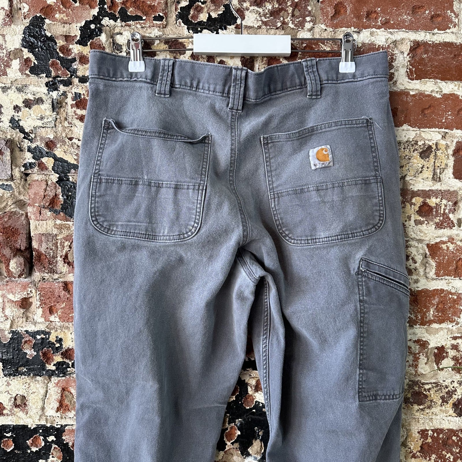 Carhartt Gray Relaxed Fit Pants Mens 36x30 rugged canvas work utility (36x28.25)