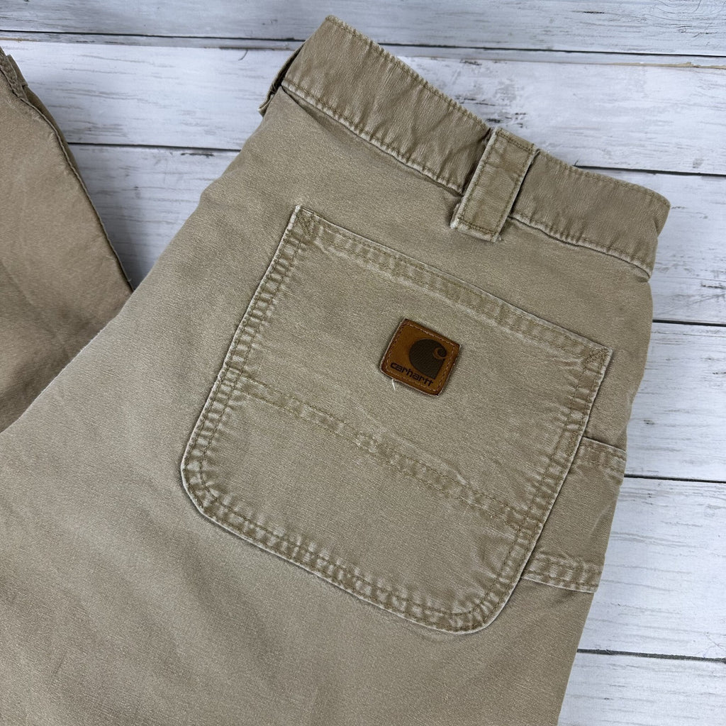 Carhartt Mens Carpenter Pants B151 DKH 38x32 brown Work Grunge utility Distress