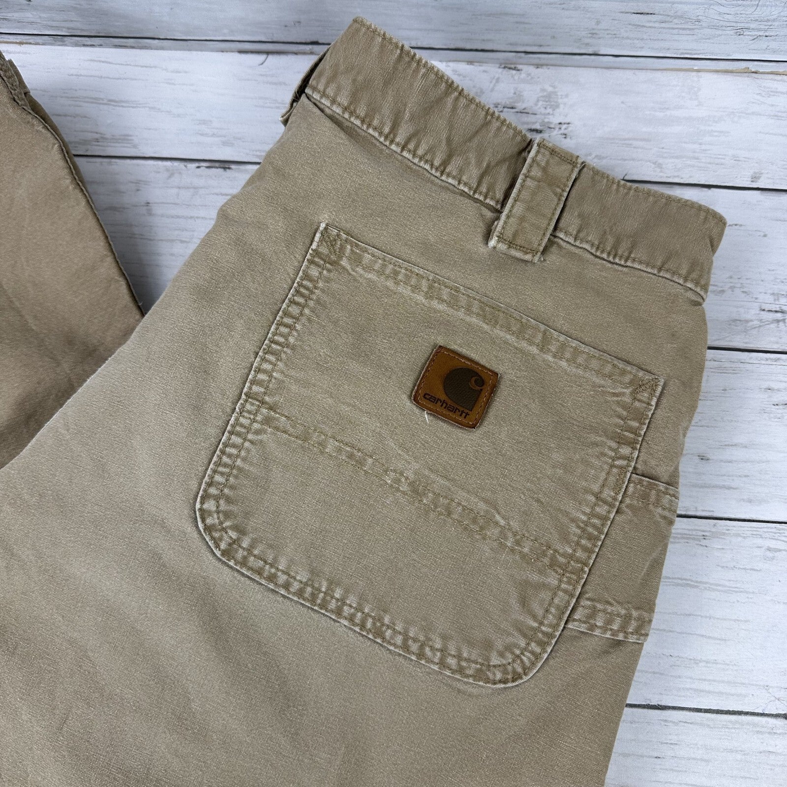 Carhartt Mens Carpenter Pants B151 DKH 38x32 brown Work Grunge utility Distress