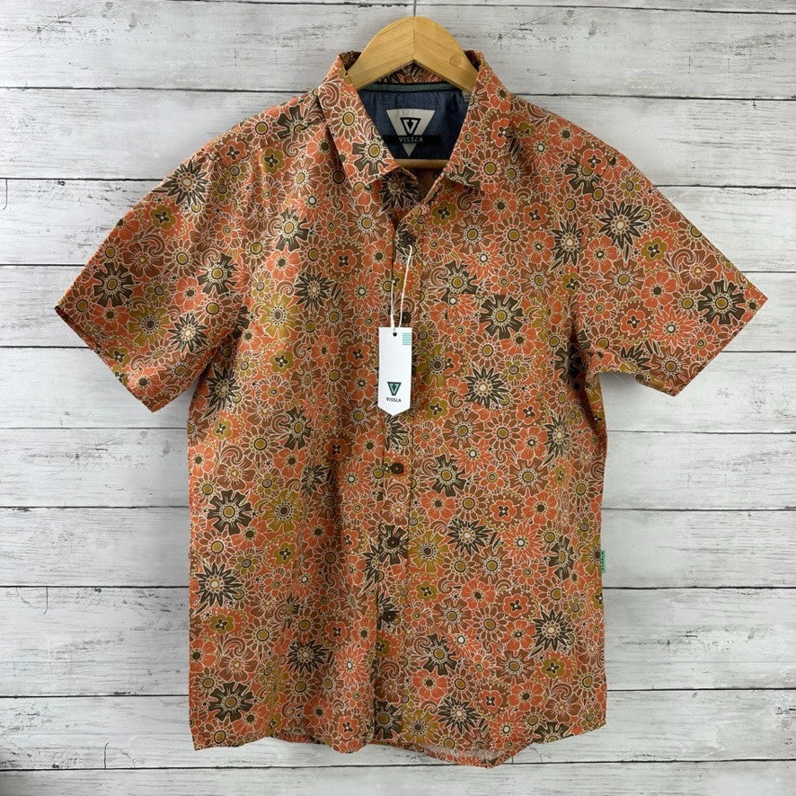Vissla Far Out Eco Terracotta Short Sleeve Button Up Shirt NWT Men's Size Small
