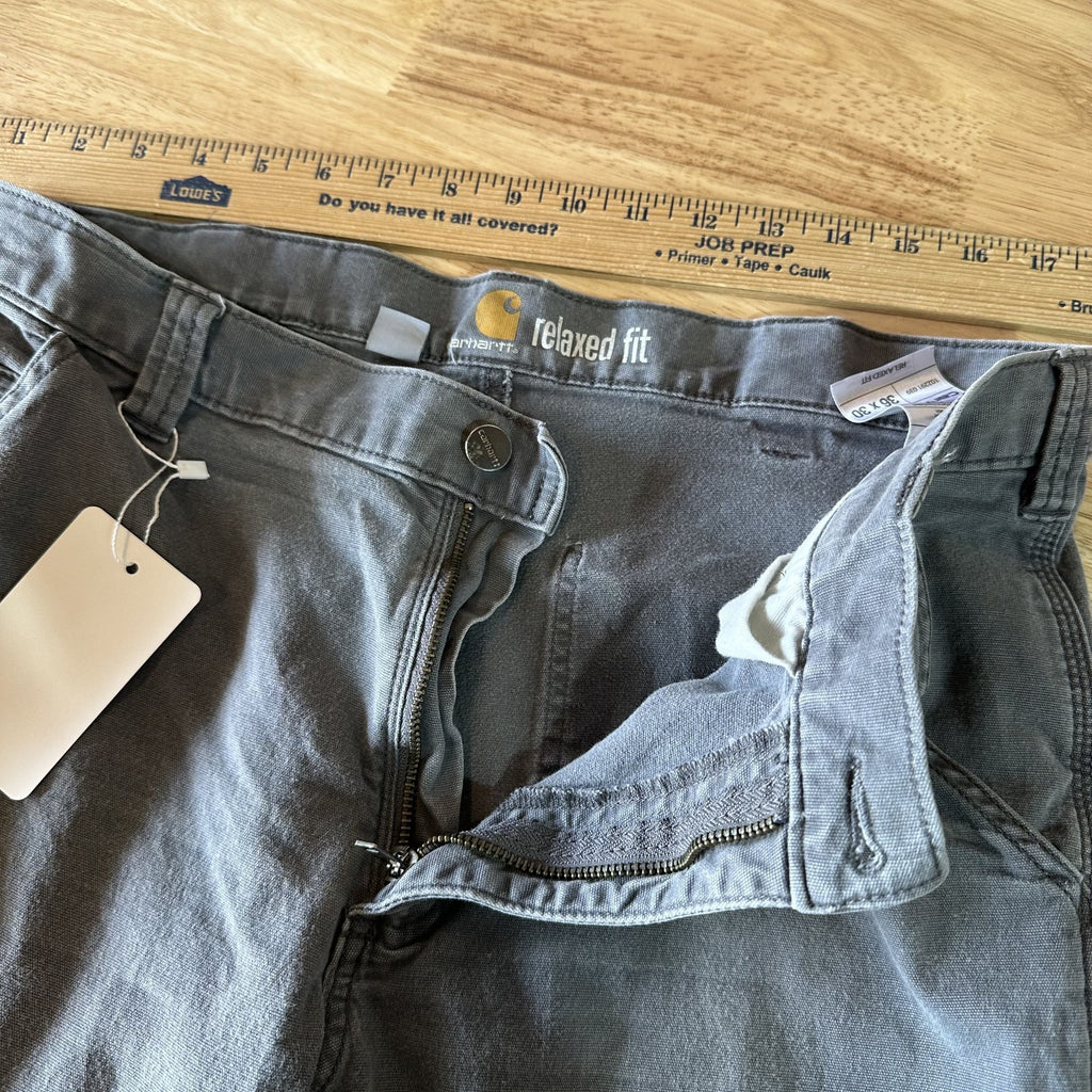 Carhartt Gray Relaxed Fit Pants Mens 36x30 rugged canvas work utility (36x28.25)