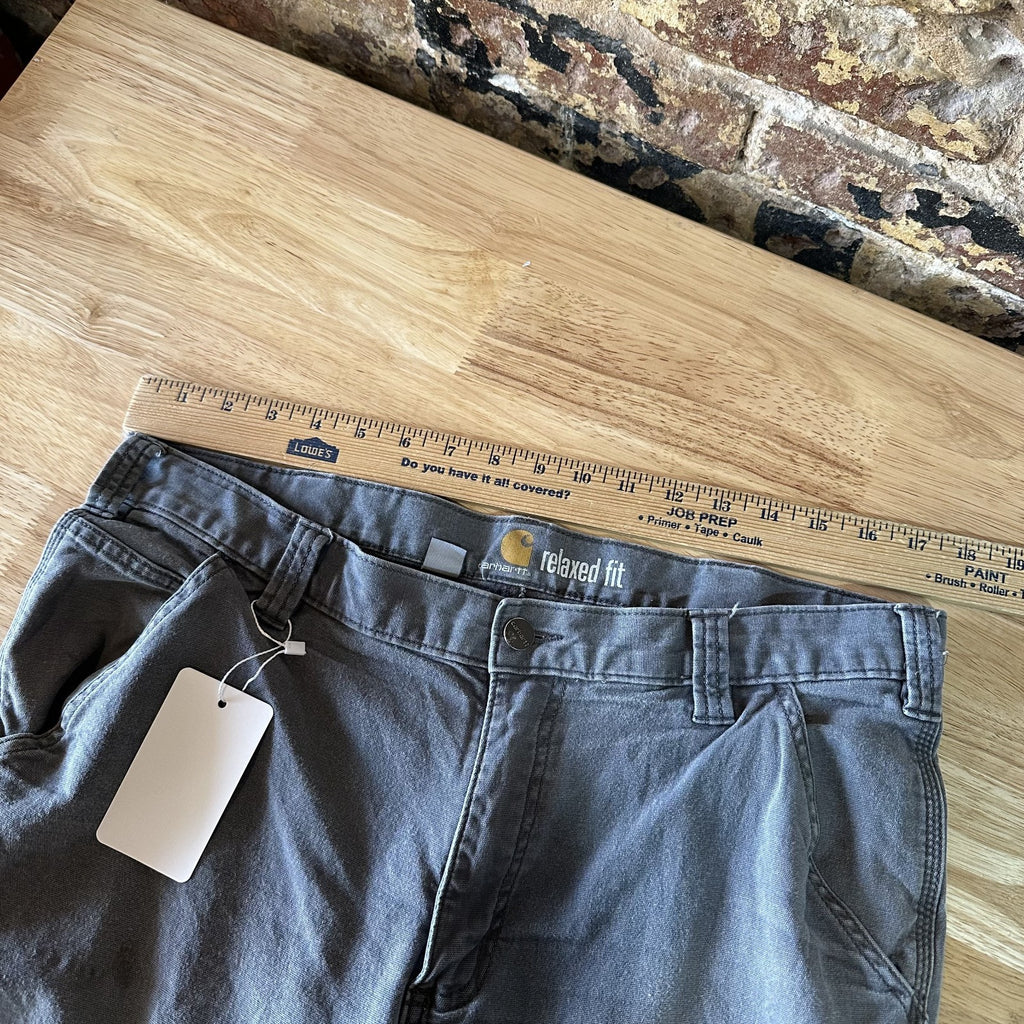 Carhartt Gray Relaxed Fit Pants Mens 36x30 rugged canvas work utility (36x28.25)