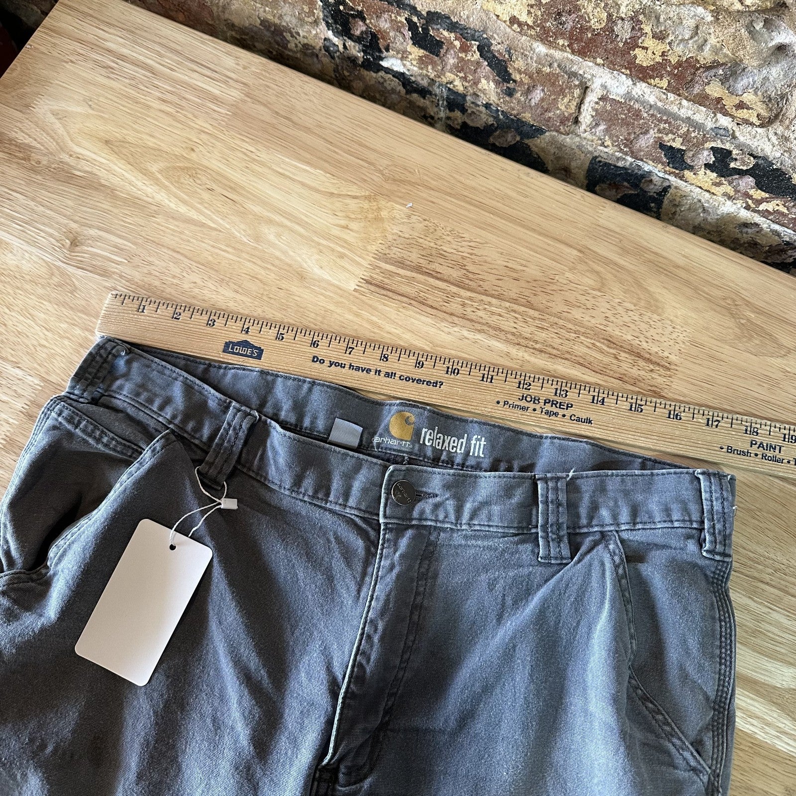 Carhartt Gray Relaxed Fit Pants Mens 36x30 rugged canvas work utility (36x28.25)