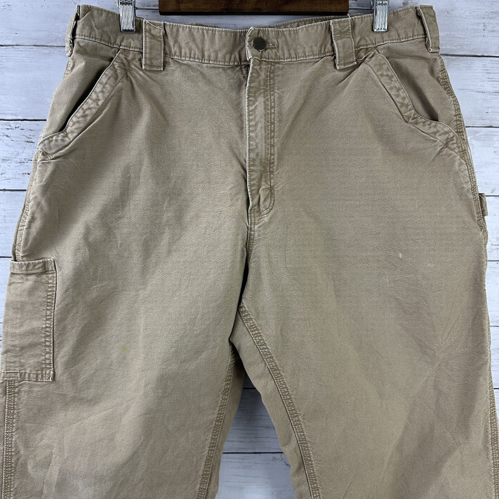 Carhartt Mens Carpenter Pants B151 DKH 38x32 brown Work Grunge utility Distress