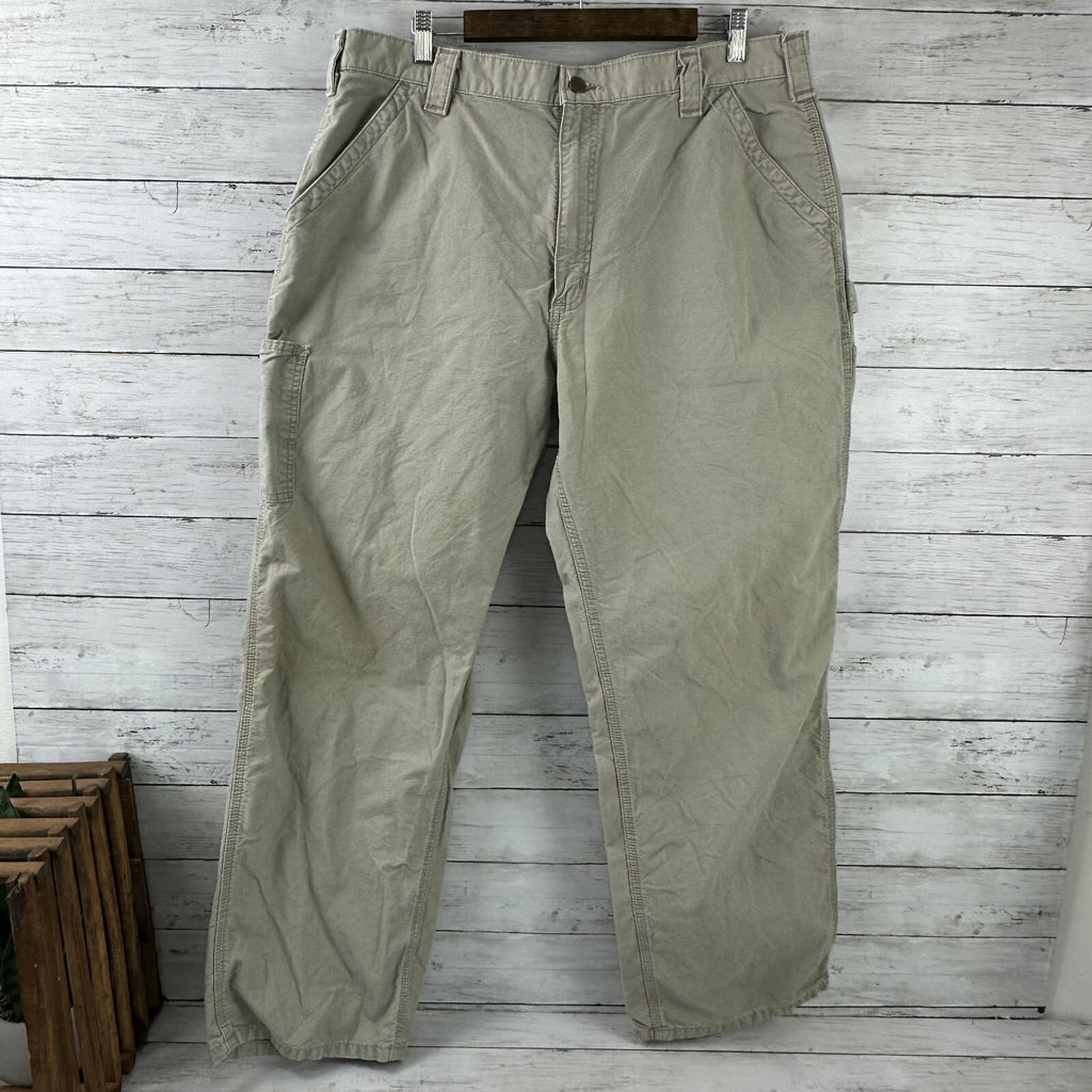 Carhartt Mens Carpenter Pants Dungaree Fit B151 Tan 40x32 Work Grunge (39x30)
