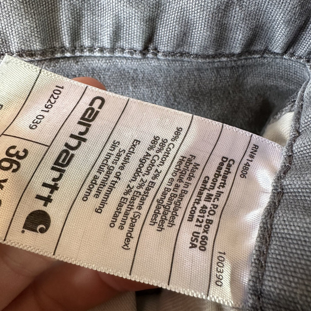 Carhartt Gray Relaxed Fit Pants Mens 36x30 rugged canvas work utility (36x28.25)