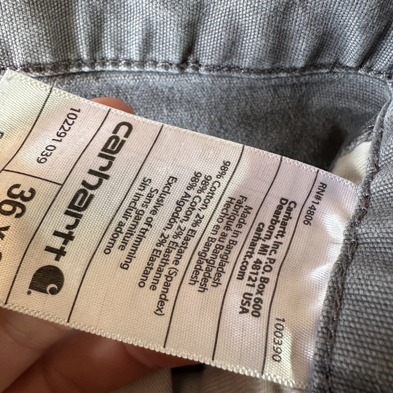 Carhartt Gray Relaxed Fit Pants Mens 36x30 rugged canvas work utility (36x28.25)