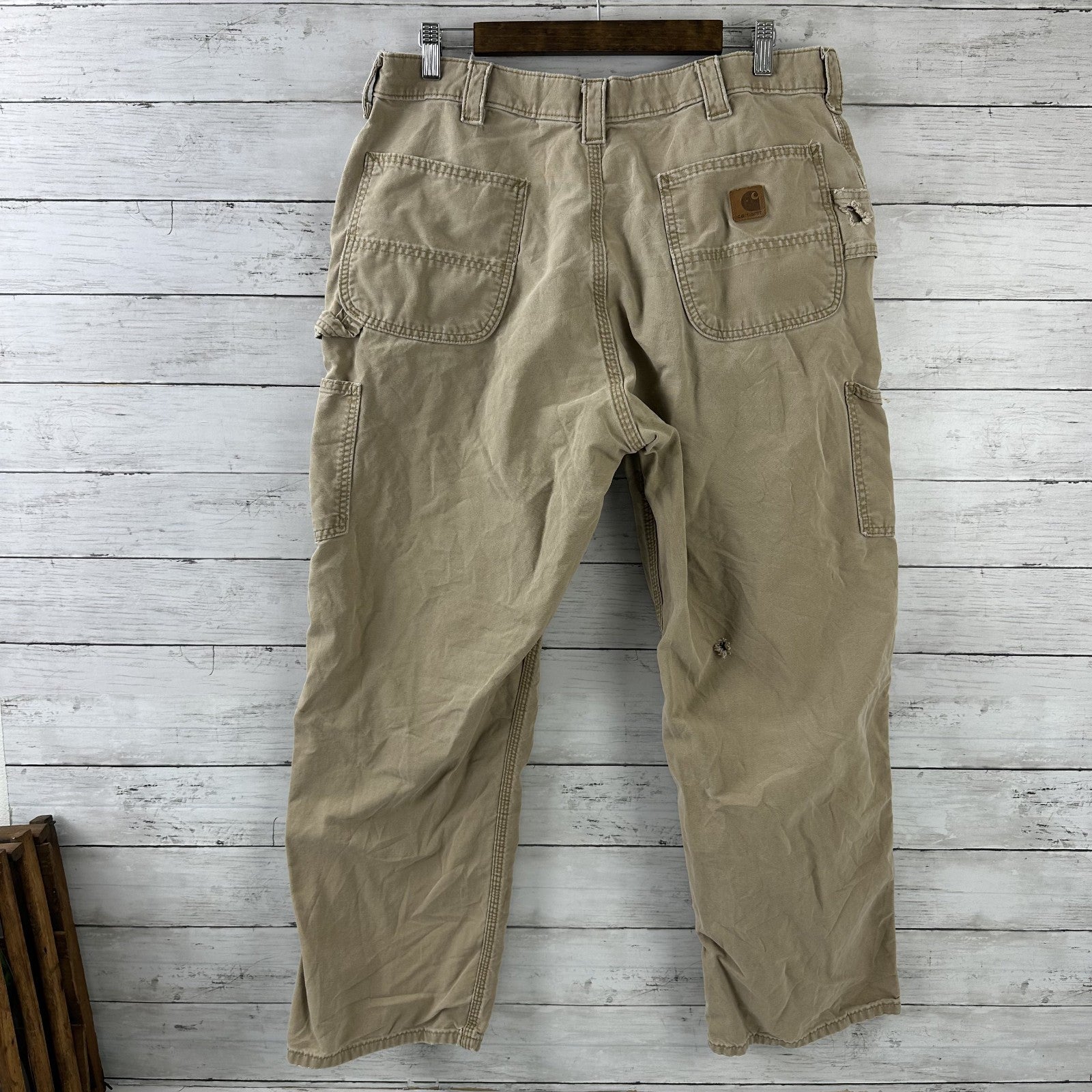 Carhartt Mens Carpenter Pants B151 DKH 38x30 brown Work Grunge utility (36x28)