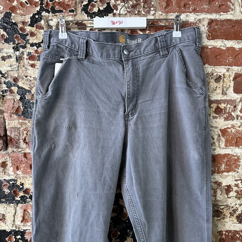 Carhartt Gray Relaxed Fit Pants Mens 36x30 rugged canvas work utility (36x28.25)