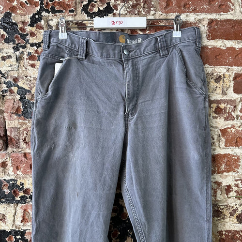 Carhartt Gray Relaxed Fit Pants Mens 36x30 rugged canvas work utility (36x28.25)
