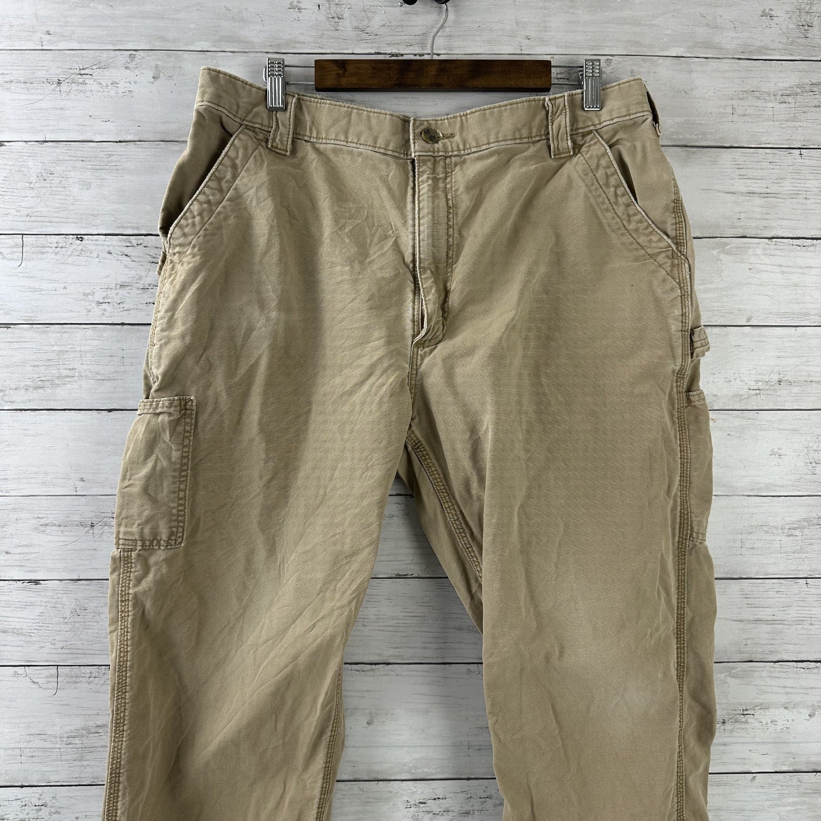 Carhartt Mens Carpenter Pants B151 DKH 38x30 brown Work Grunge utility (36x28)