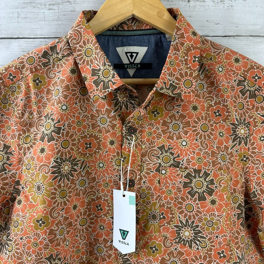 Vissla Far Out Eco Terracotta Short Sleeve Button Up Shirt NWT Men's Size Small