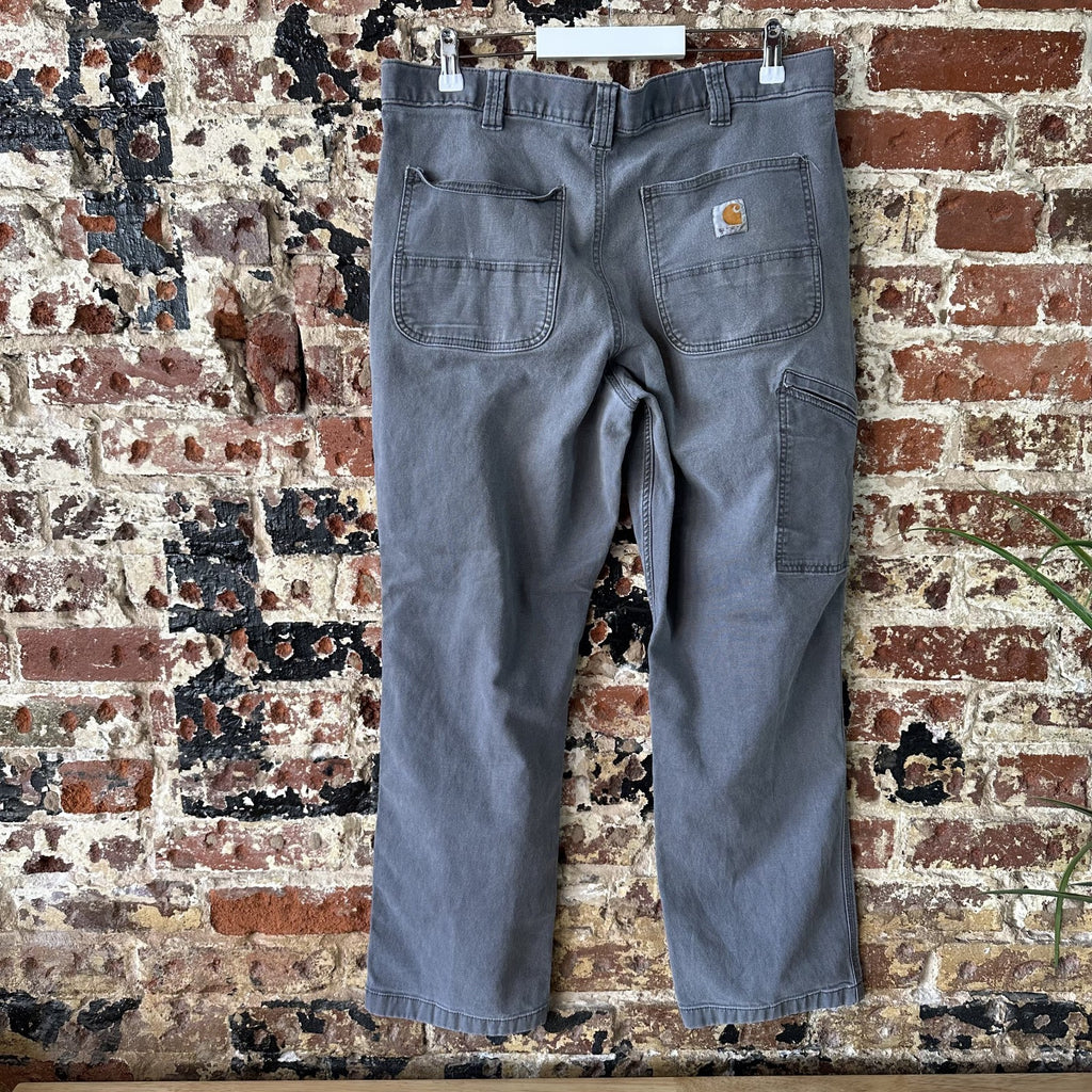 Carhartt Gray Relaxed Fit Pants Mens 36x30 rugged canvas work utility (36x28.25)