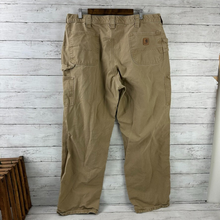 Carhartt Mens Carpenter Pants B151 DKH 40x34 brown Work Grunge utility (39x32)