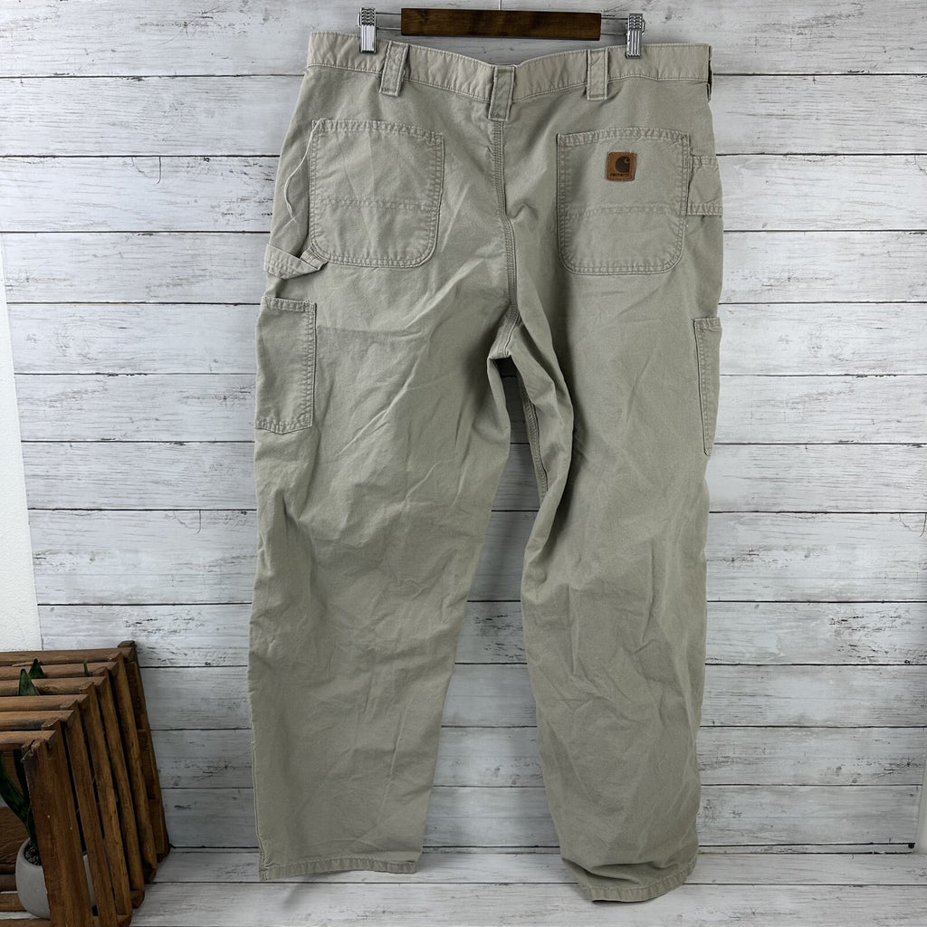 Carhartt Mens Carpenter Pants Dungaree Fit B151 Tan 40x32 Work Grunge (39x30)