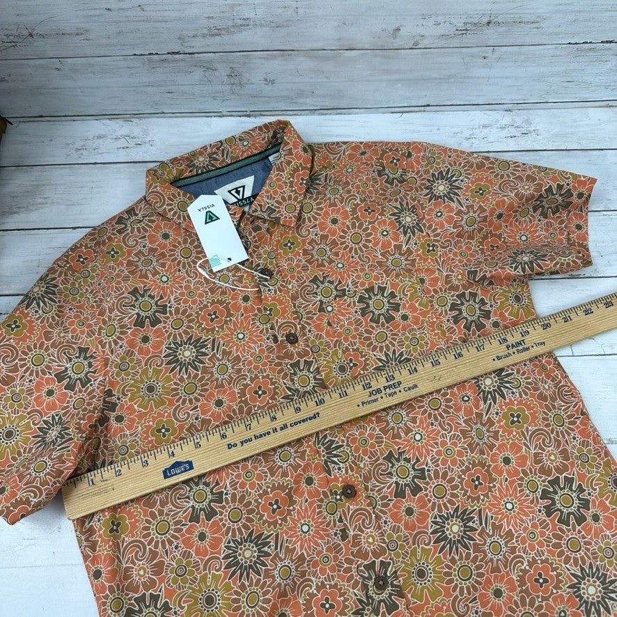 Vissla Far Out Eco Terracotta Short Sleeve Button Up Shirt NWT Men's Size Small