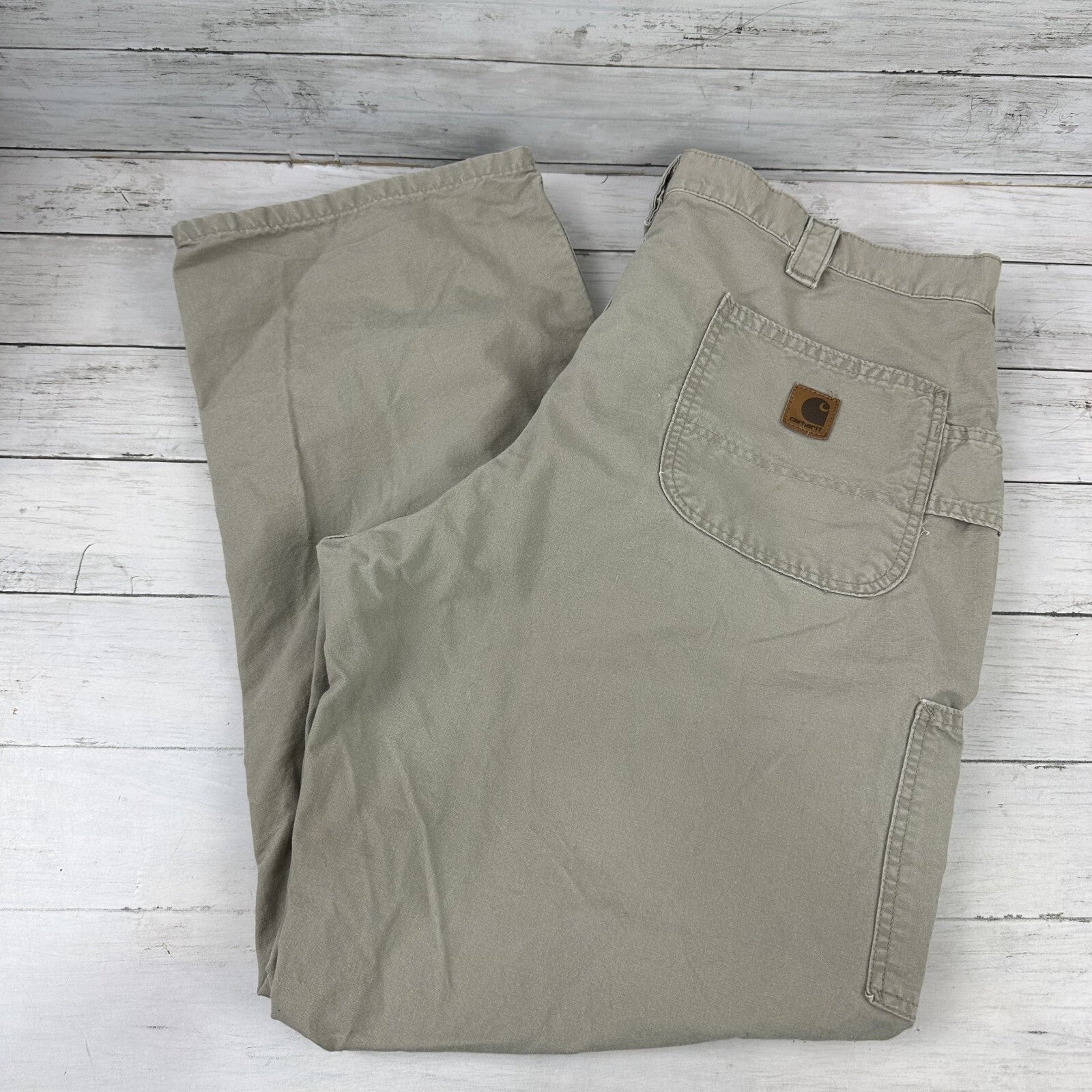 Carhartt Mens Carpenter Pants Dungaree Fit B151 Tan 40x32 Work Grunge (39x30)