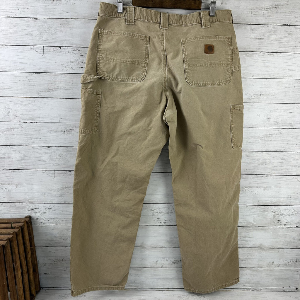 Carhartt Mens Carpenter Pants B151 DKH 38x32 brown Work Grunge utility Distress