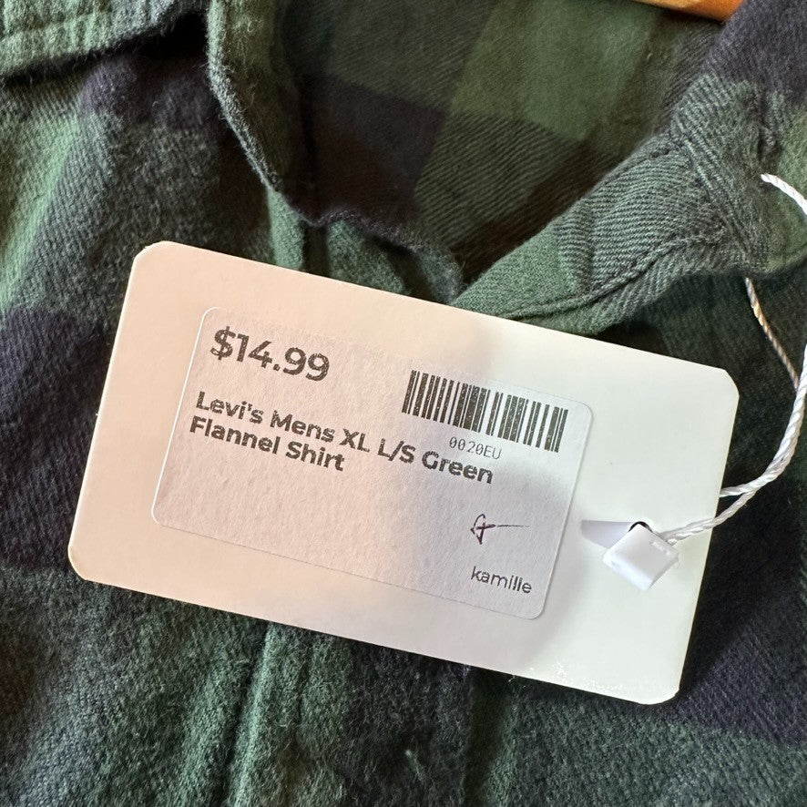 Levi's Green Plaid Button Up Shirt Men XL Long Sleeve Flannel