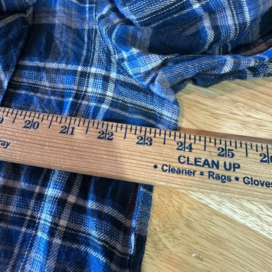 Wrangler Flannel Shirt Mens XL Premium Pearl Button Long Sleeve Plaid Blue