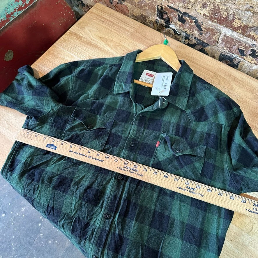 Levi's Green Plaid Button Up Shirt Men XL Long Sleeve Flannel