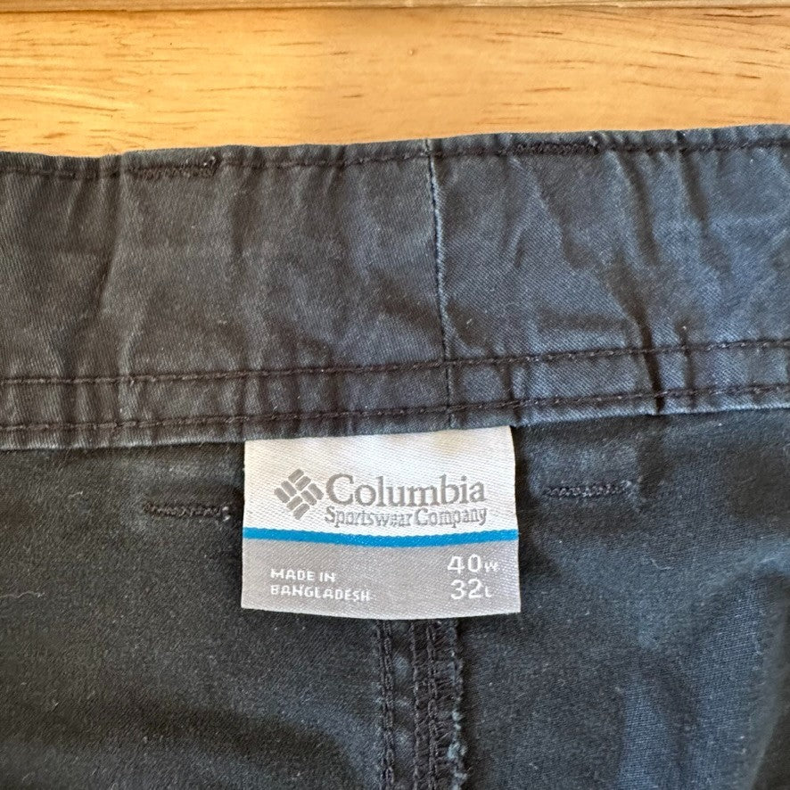 Columbia Mens 40x32 Casual Pants Black Outdoor Twill