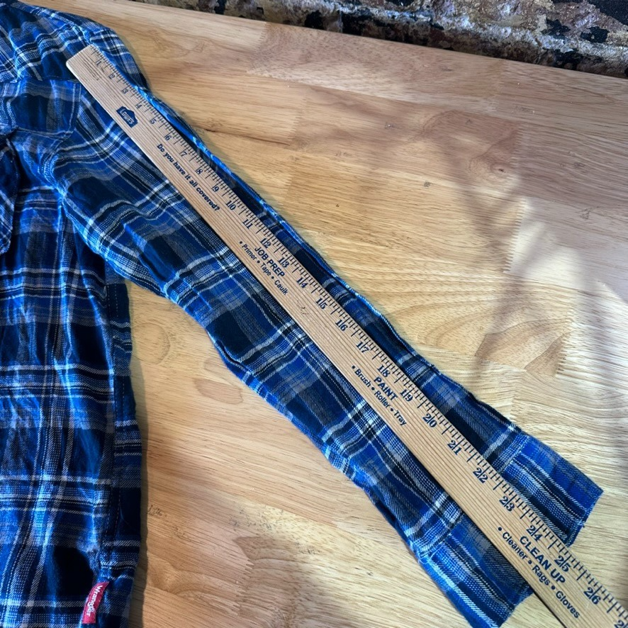 Wrangler Flannel Shirt Mens XL Premium Pearl Button Long Sleeve Plaid Blue