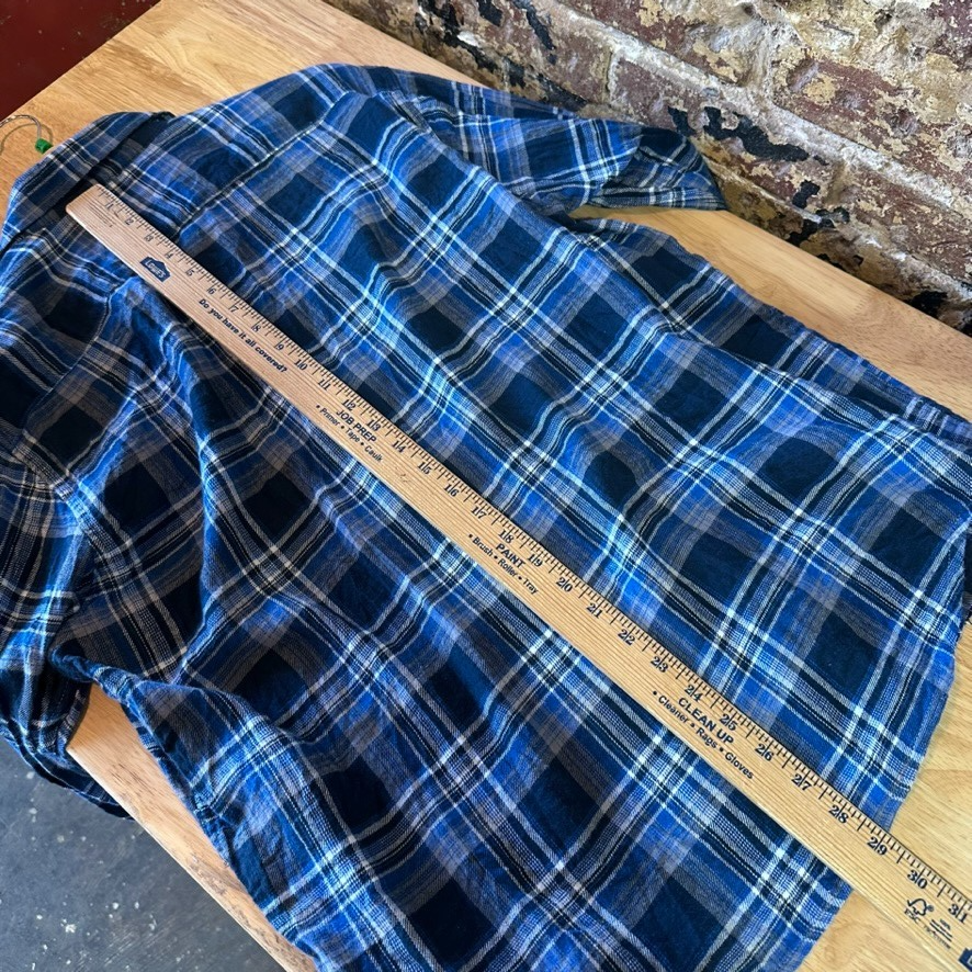 Wrangler Flannel Shirt Mens XL Premium Pearl Button Long Sleeve Plaid Blue
