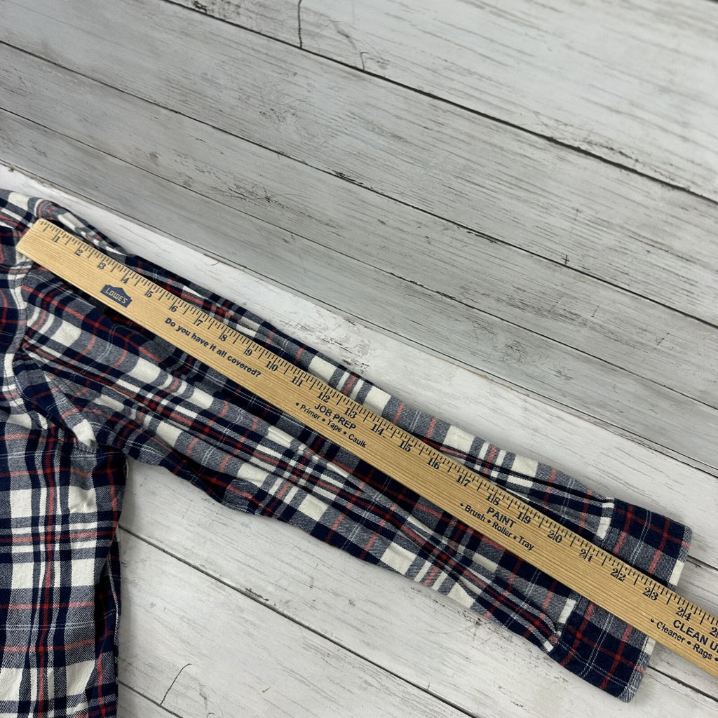Duluth Trading Co Men’s Large Cotton Blue Red Plaid Long Sleeve Flannel Shirt
