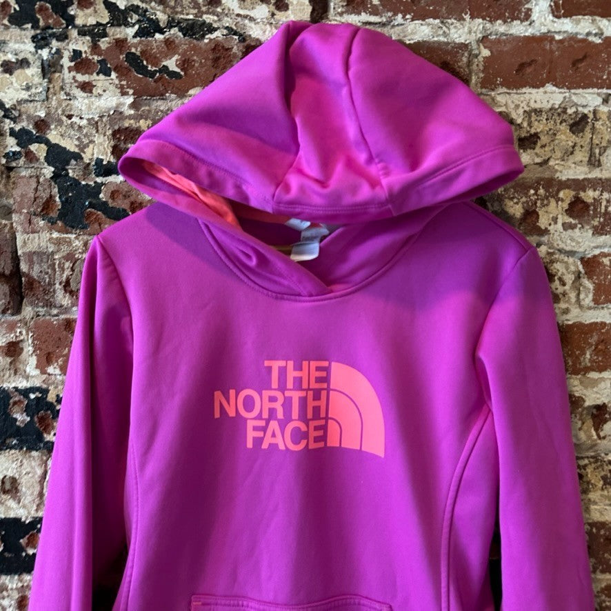 North Face Womens Large Pink logo Hoodie Sweatshirt Pullover Outdoor