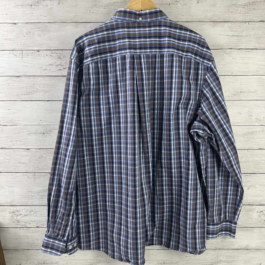 Duluth Trading Casual Button up Shirt Mens 2XL Long sleeve Blue Plaid Outdoor