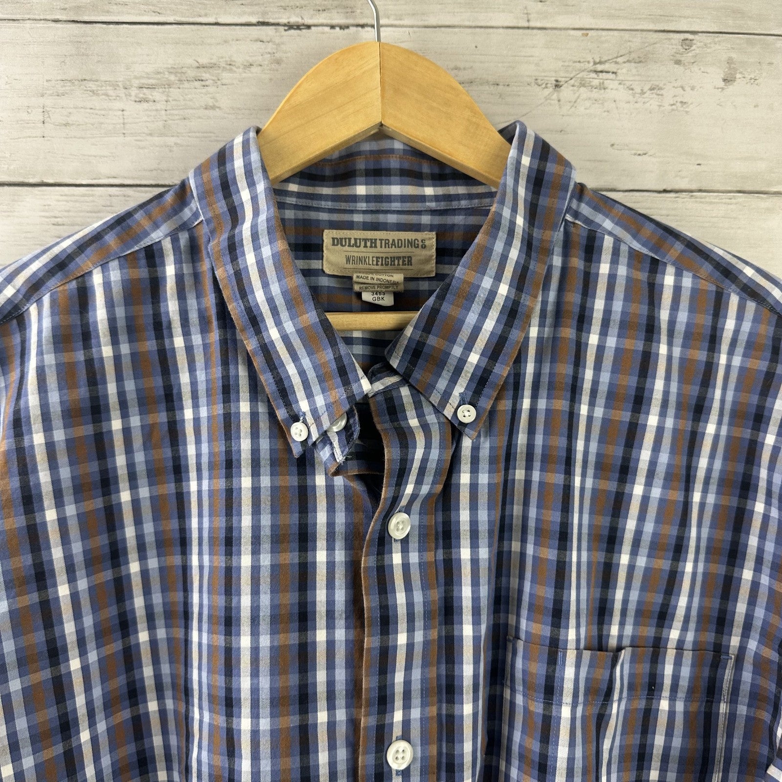 Duluth Trading Casual Button up Shirt Mens 2XL Long sleeve Blue Plaid Outdoor
