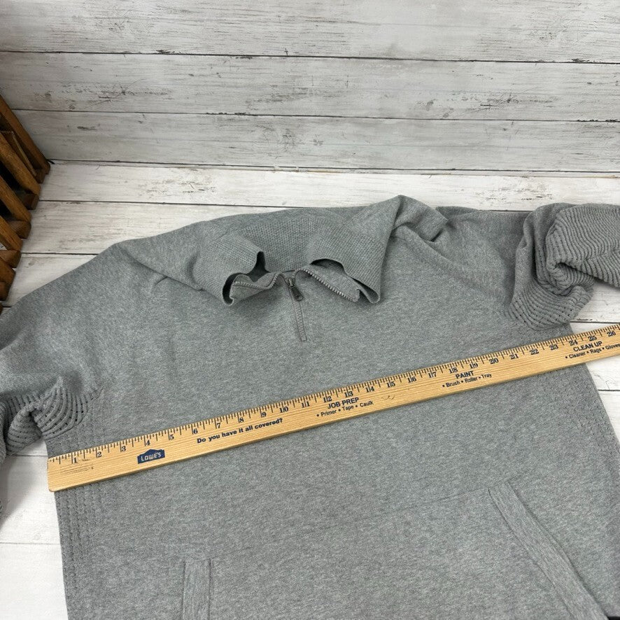 Duluth Trading Mens Large Gray 1/4 Zip Sweater Cotton Nylon