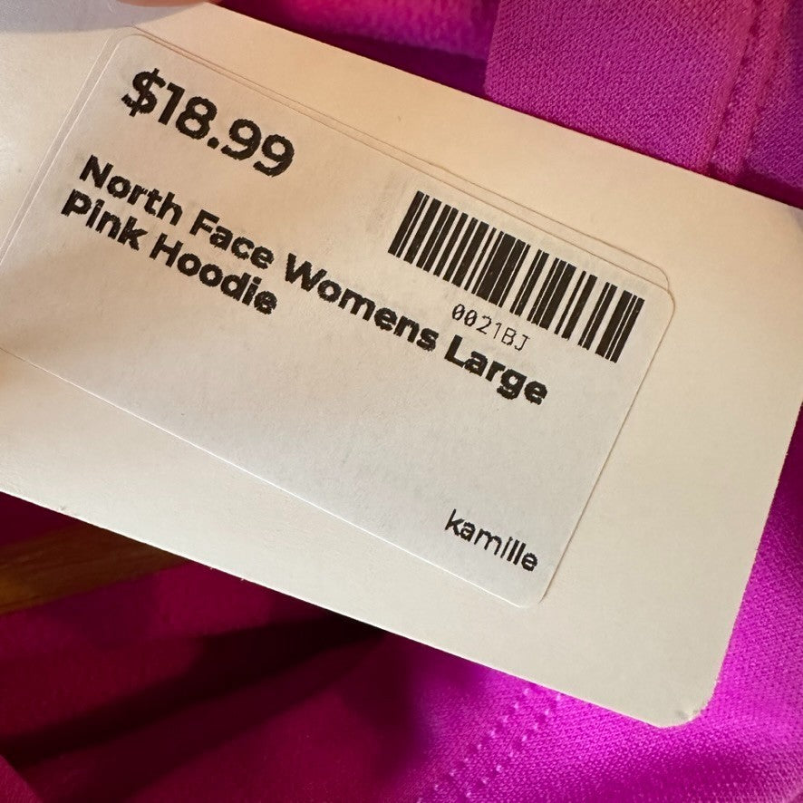 North Face Womens Large Pink logo Hoodie Sweatshirt Pullover Outdoor