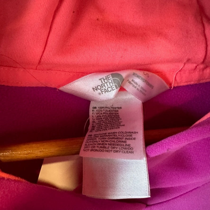North Face Womens Large Pink logo Hoodie Sweatshirt Pullover Outdoor