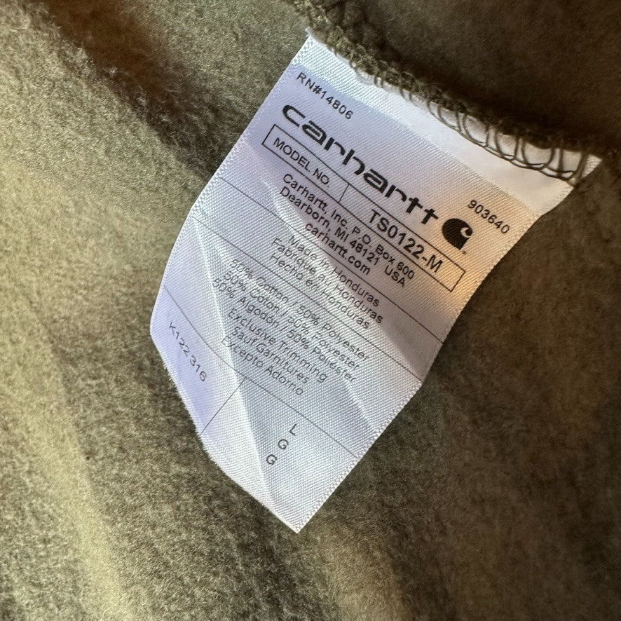 Carhartt Hoodie Full Zip Sweatshirt Green Mens Size Large Loose Fit Logo