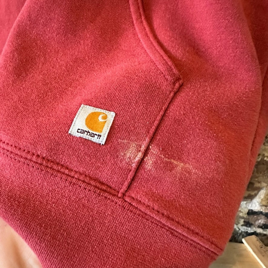 Carhartt Full Zip Hoodie Womens Large Red Sweatshirt Casual Spellout